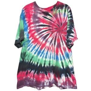 Vintage fruit of the loom hand dyed tie dye psychedelic rainbow colorful swirl